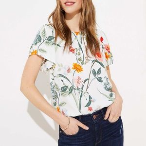 LOFT - Garden Button Back Flutter Top in White